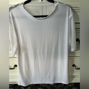 WEISSMAN Size Medium Adult White Mesh Short Sleeve Dance Shirt Costume